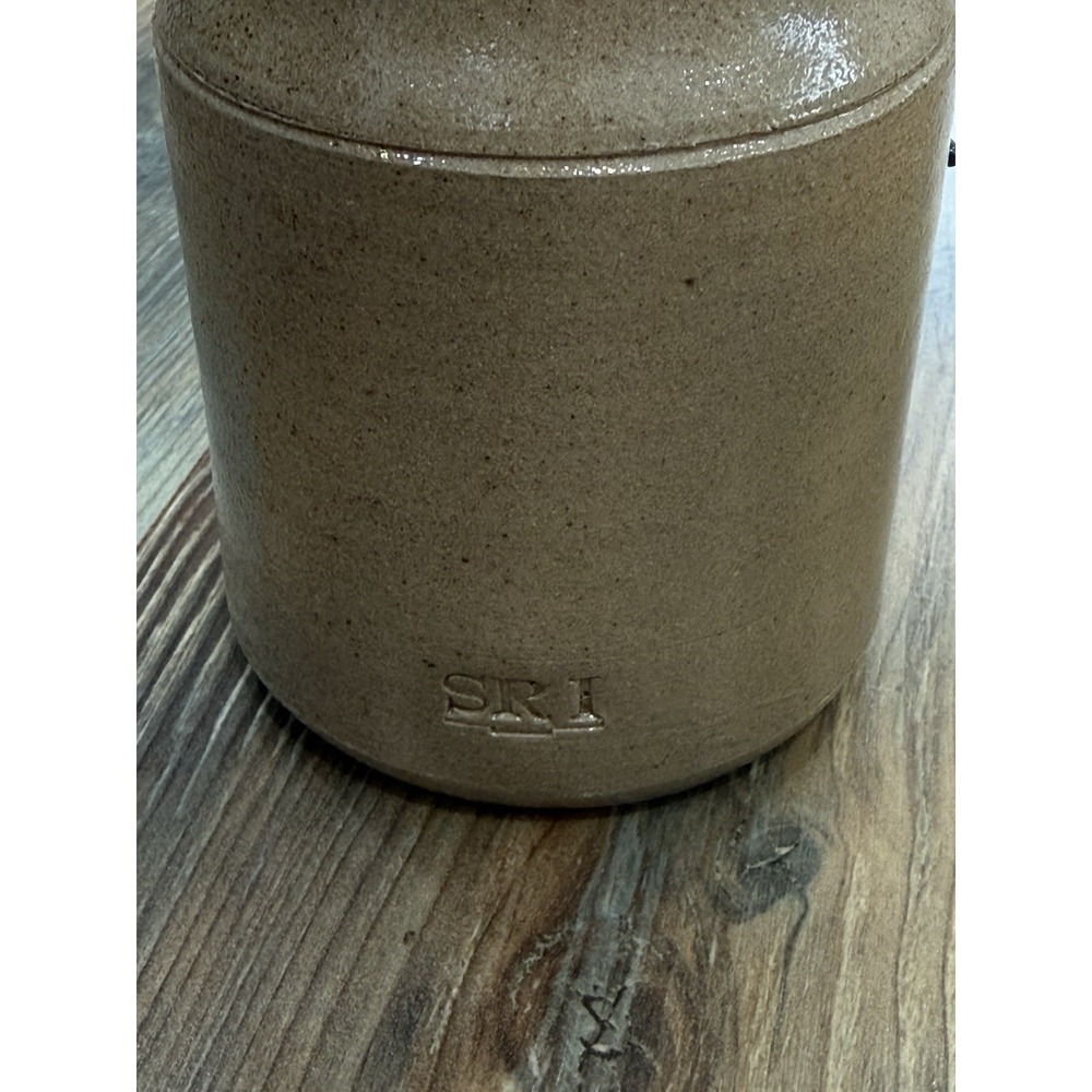 VTG SRI Glaze Art Pottery 4.0" Pitcher w/ Cobalt Flowers - Picture 7 of 8